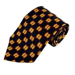 Cambridge Neck Tie Mens 60" Classic Pure Silk Geometric Print Blue Gold Red
